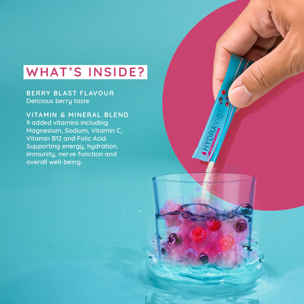 Hydravive Rapid Rehydration Electrolytes Powder - 21 Pack Berry Blast