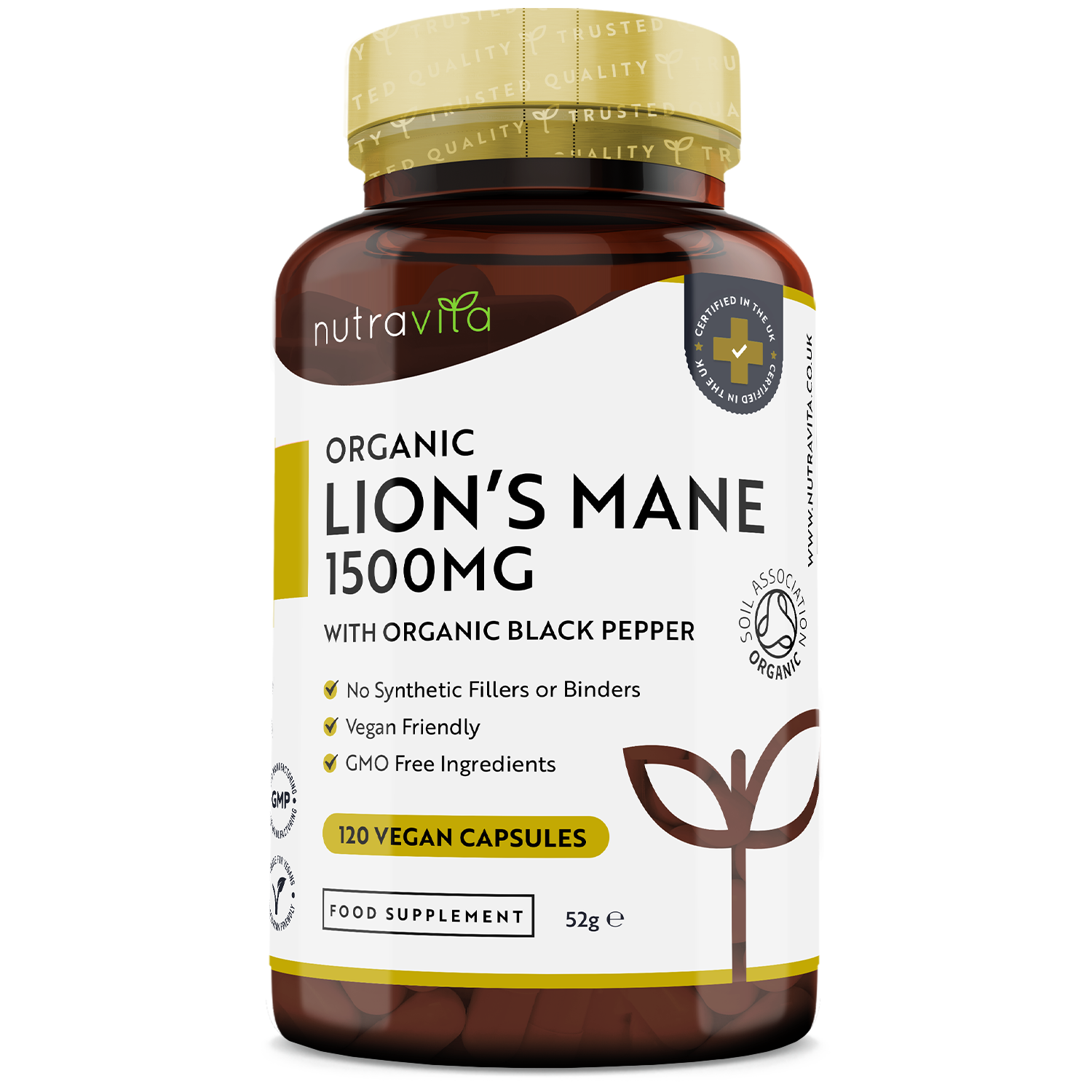 Organic Lions Mane 120 Vegan Capsules