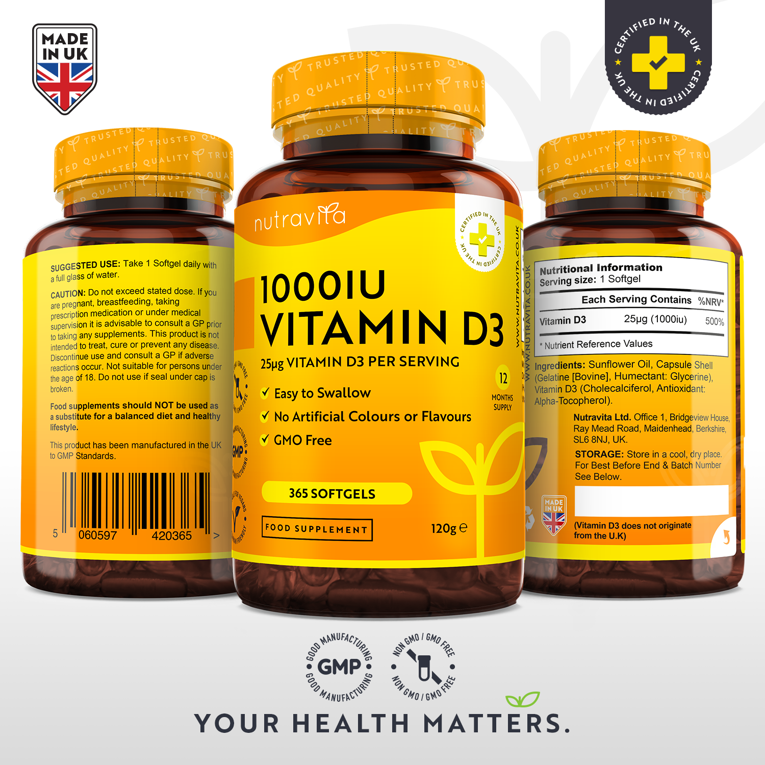 Vitamin D3 1000iu (25ug) 365 Softgels