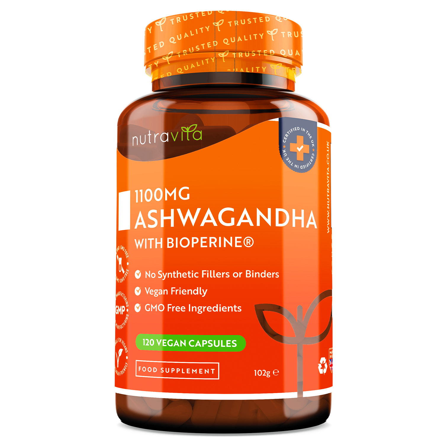 Ashwagandha 1100mg 120 Vegan Capsules