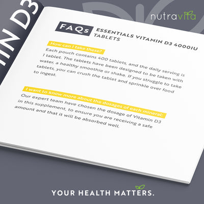 Vitamin D3 4000 IU Essentials 400 Tablets
