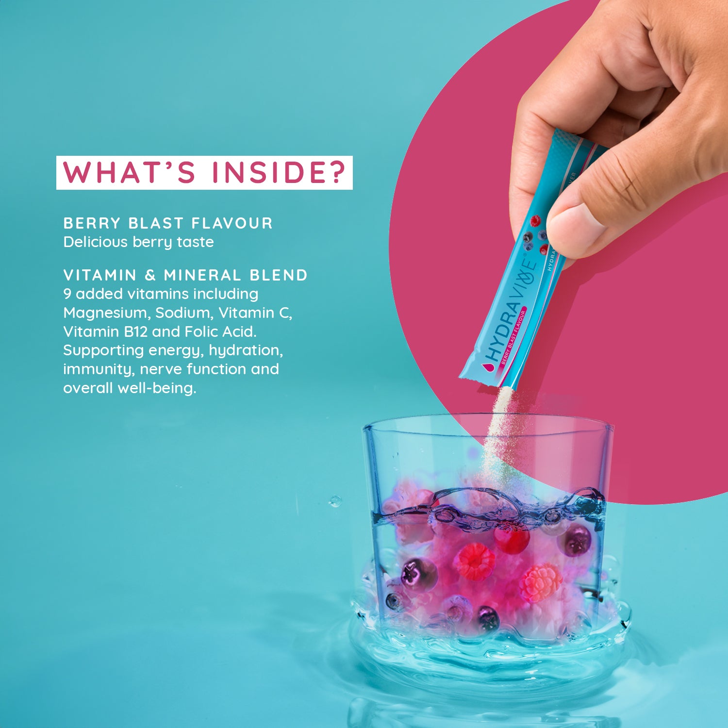 Hydravive Rapid Rehydration Electrolytes Powder - 21 Pack Berry Blast