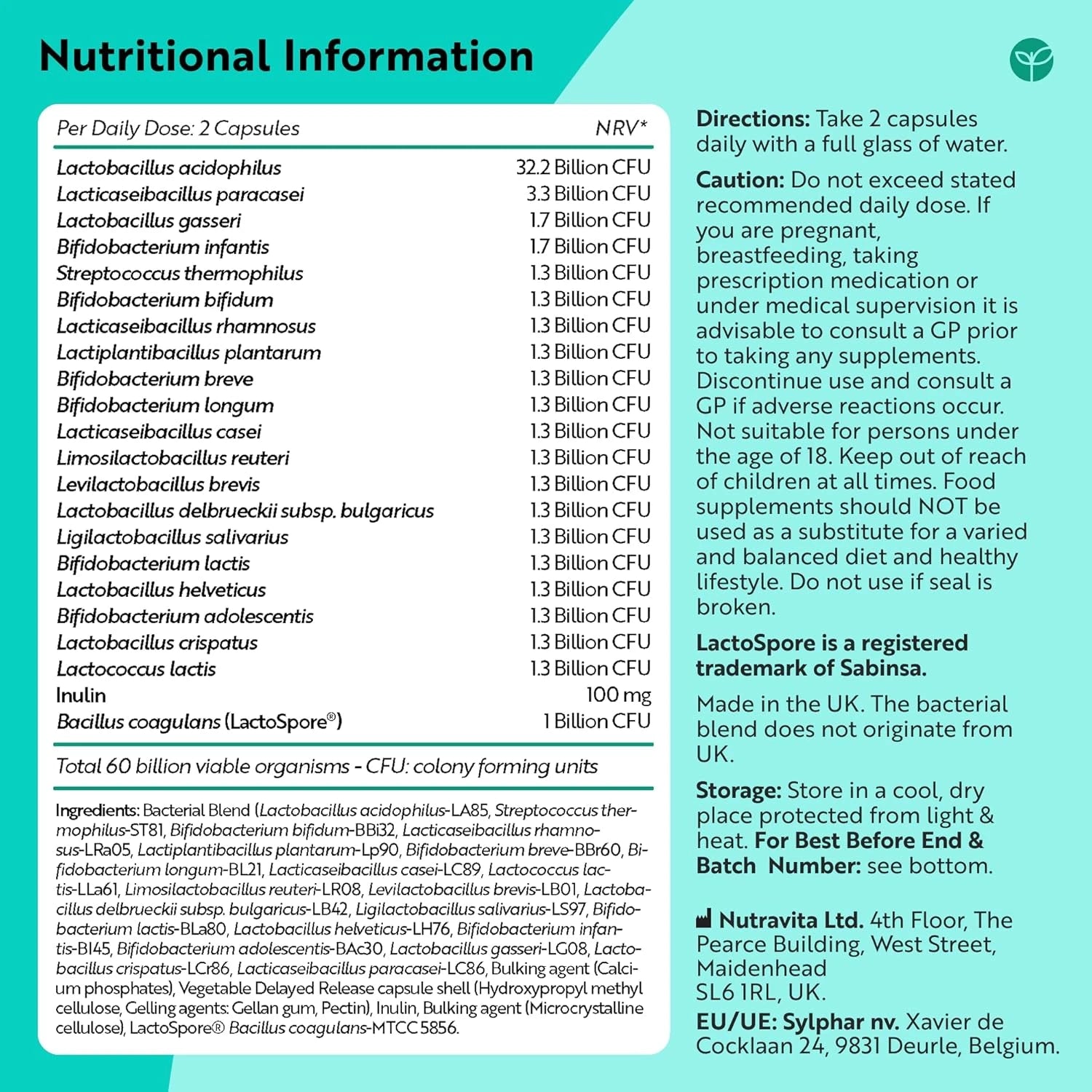 60 Billion CFU Bio Cultures Complex