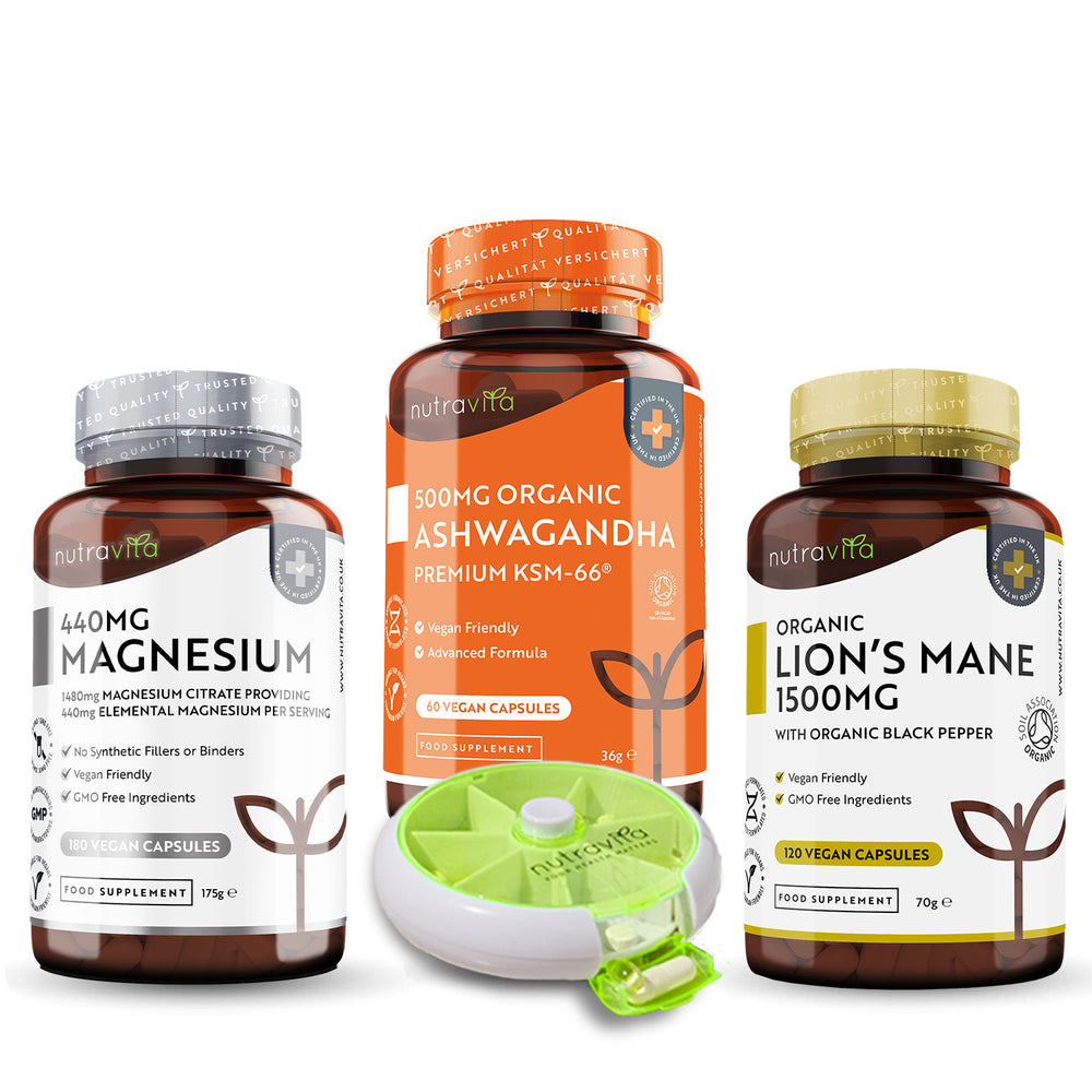 Ashwagandha, Lions Mane and Magnesium