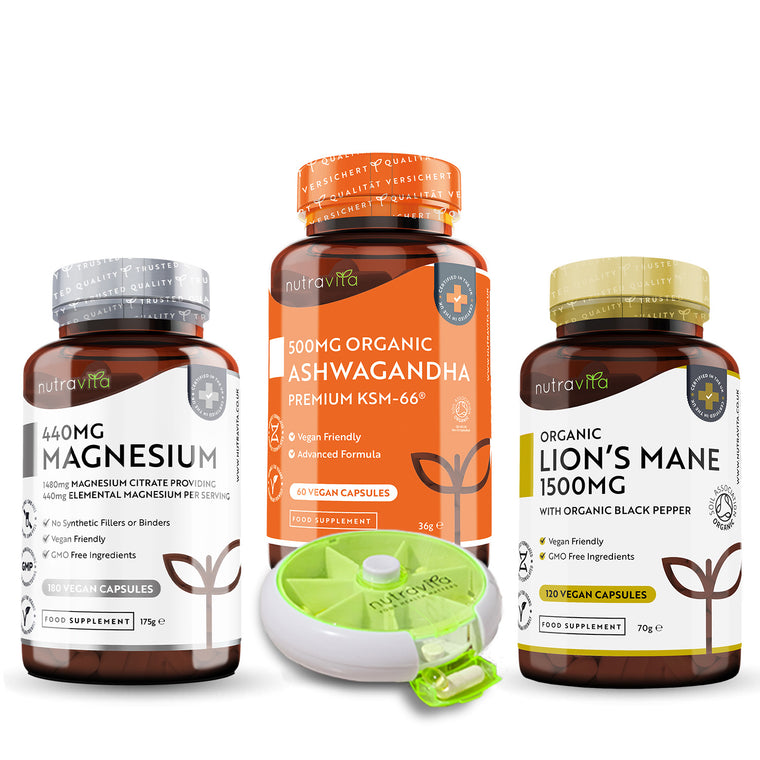 Ashwagandha, Lions Mane and Magnesium