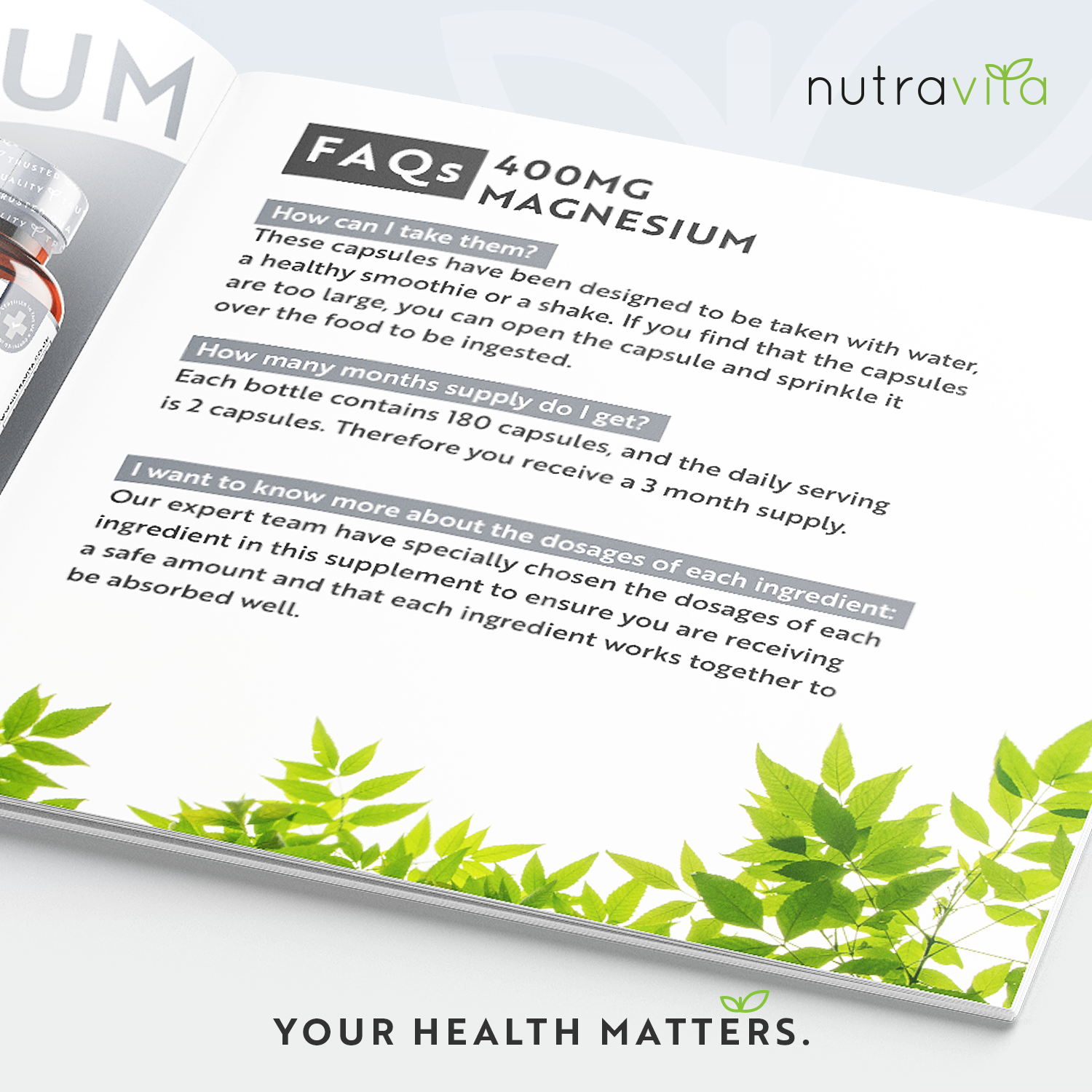 Magnesium Citrate 1480mg 180 Vegan Capsules