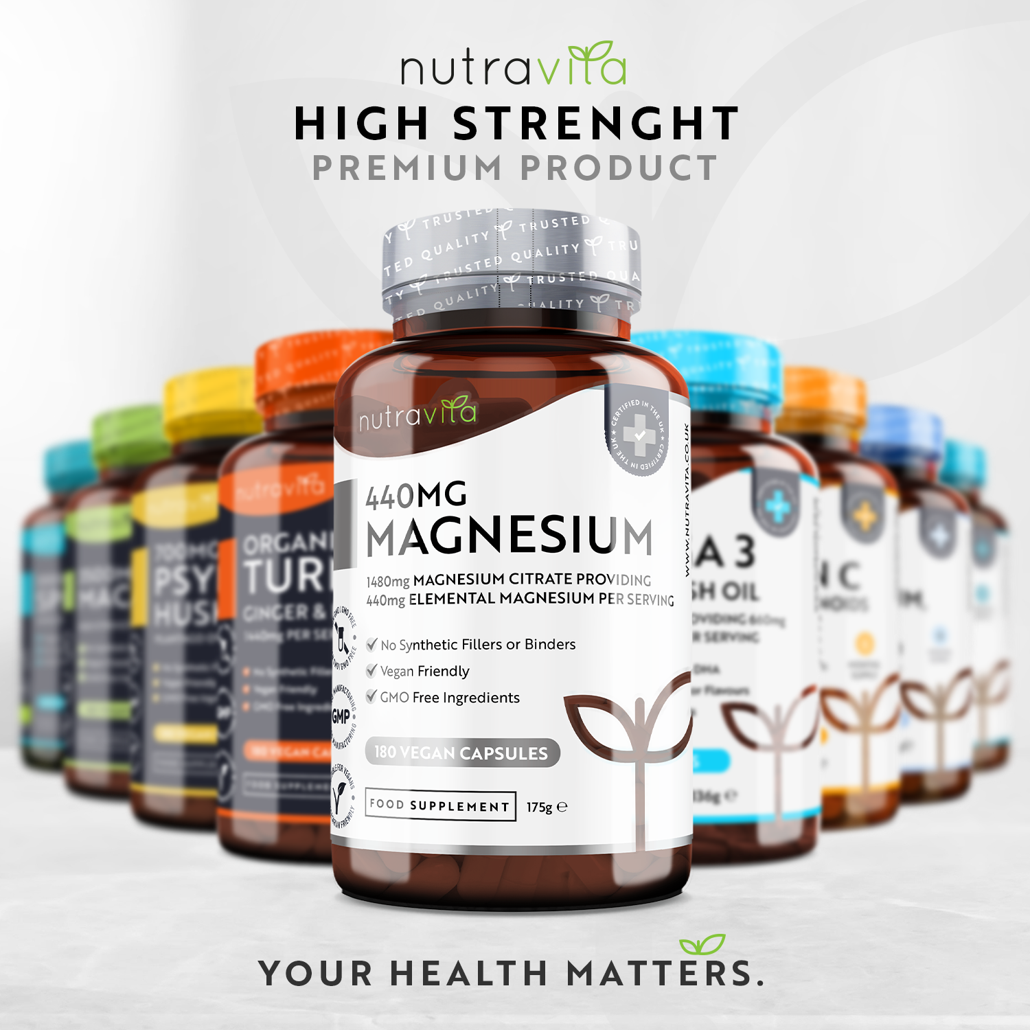 Magnesium Citrate 1480mg 180 Vegan Capsules