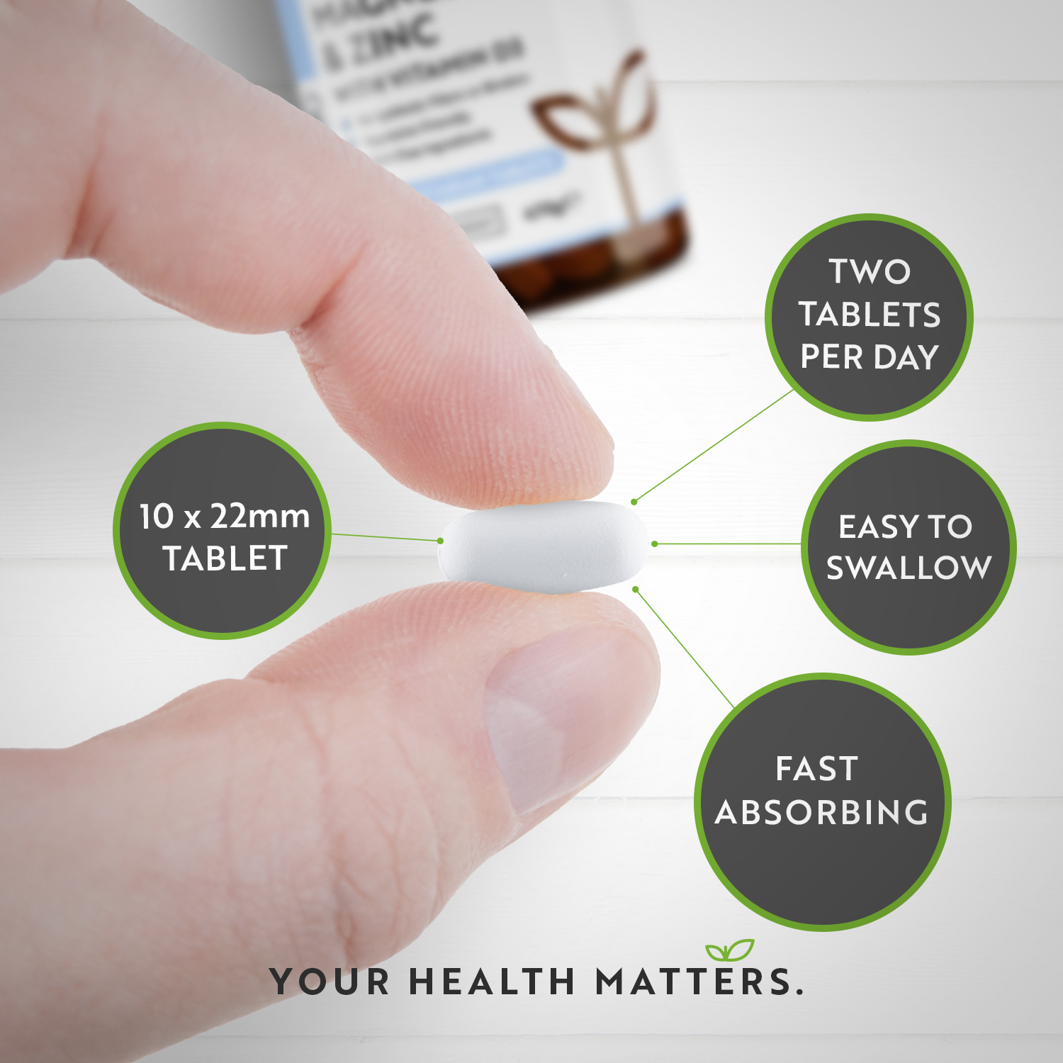 Calcium Magnesium Zinc & Vitamin D3 - 365 Vegetarian Tablets