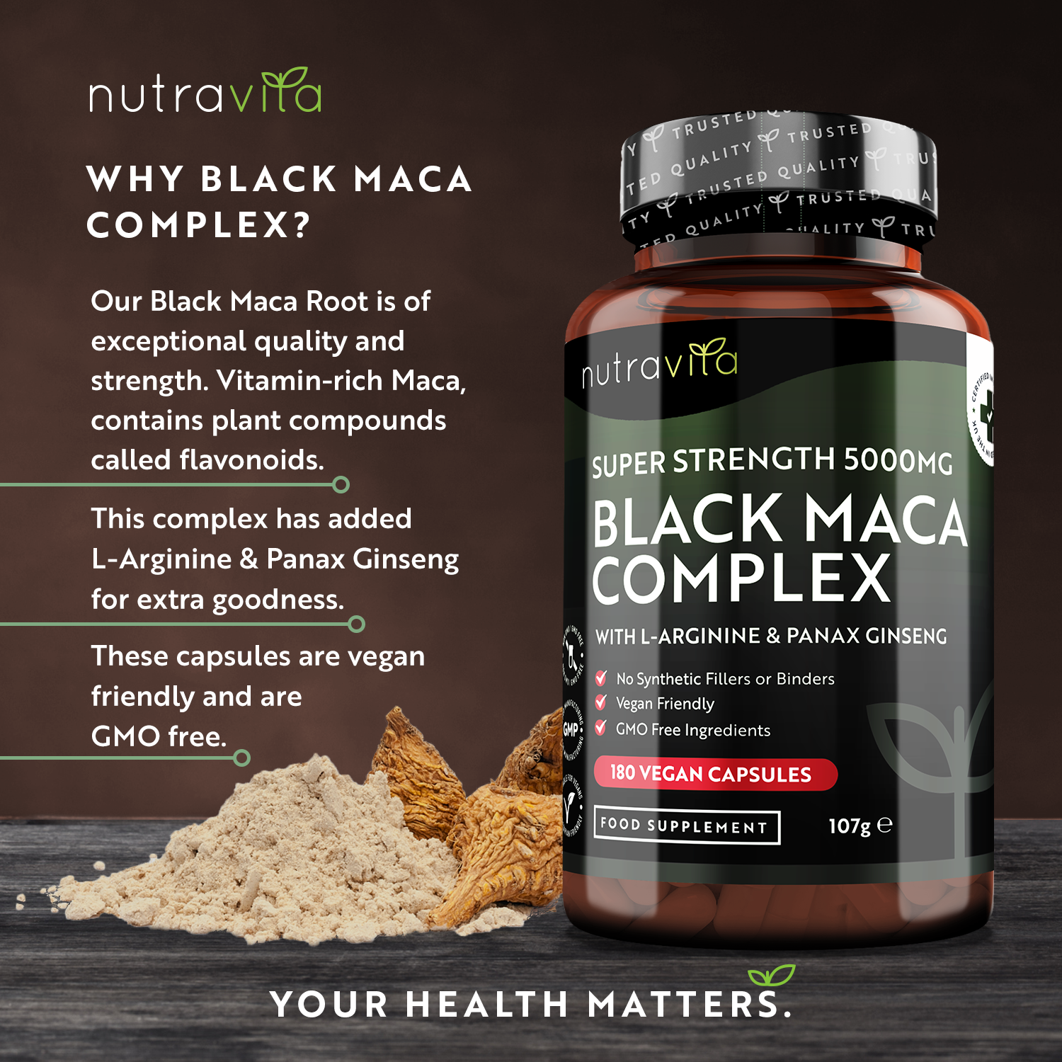 Black Maca Root Complex 5000mg - 180 Vegan Capsules