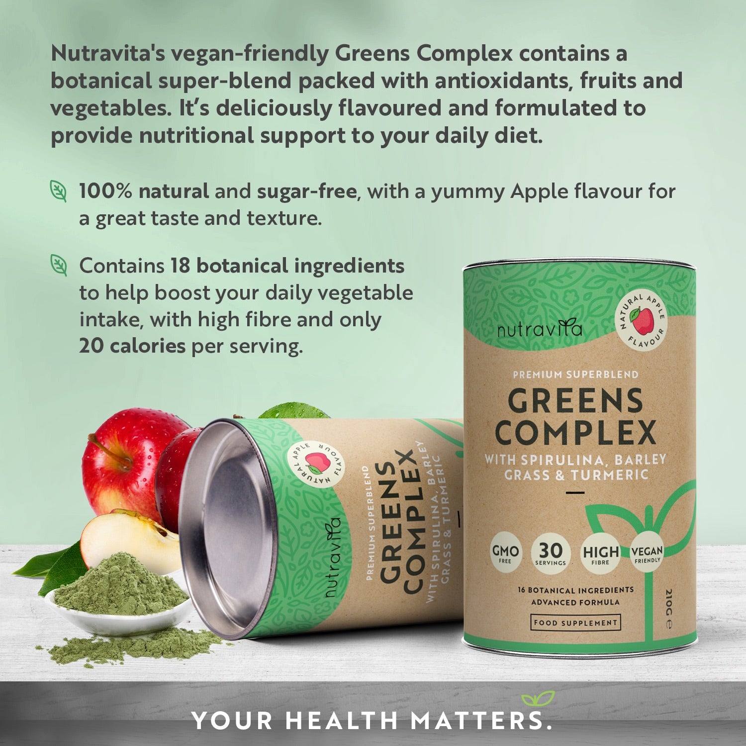 Super Greens Powder Complex - Natural Apple Flavour