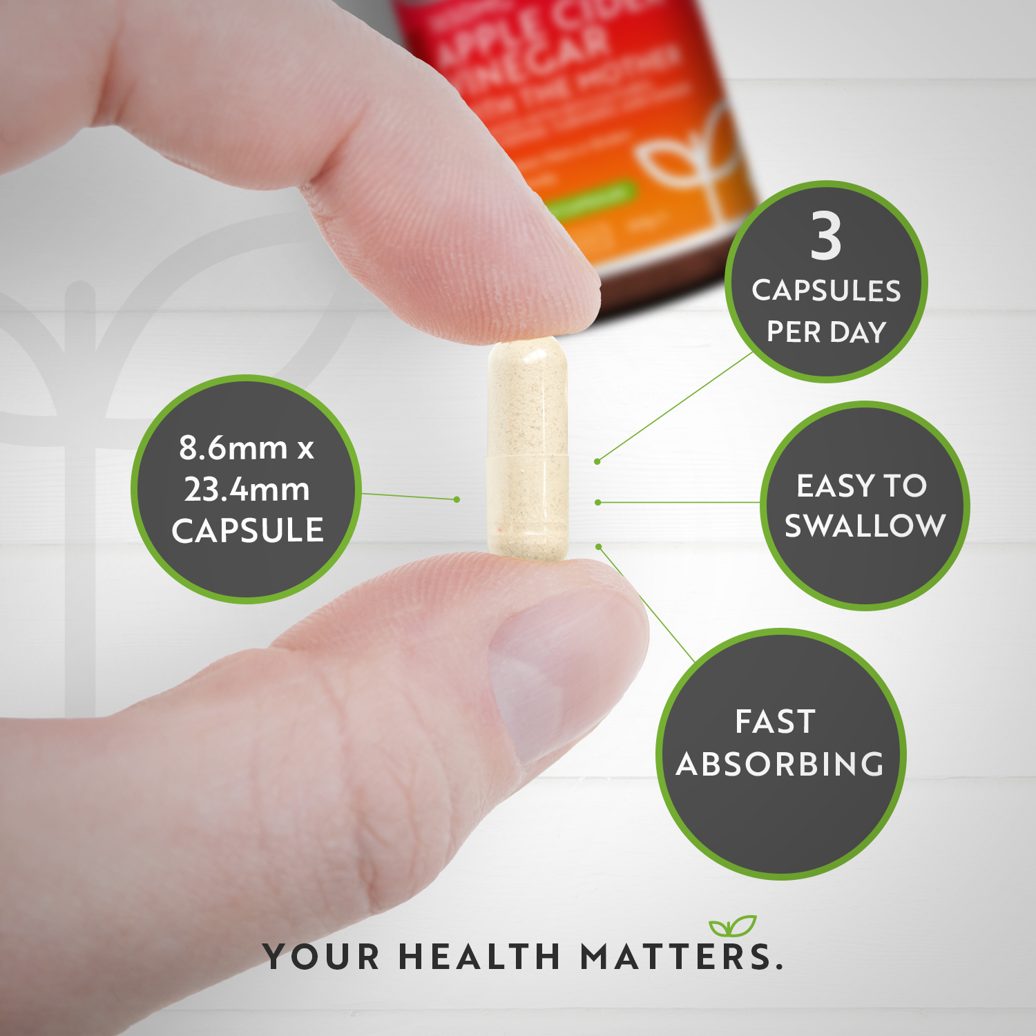 Apple Cider Vinegar 1650MG with The Mother 180 Vegan Capsules