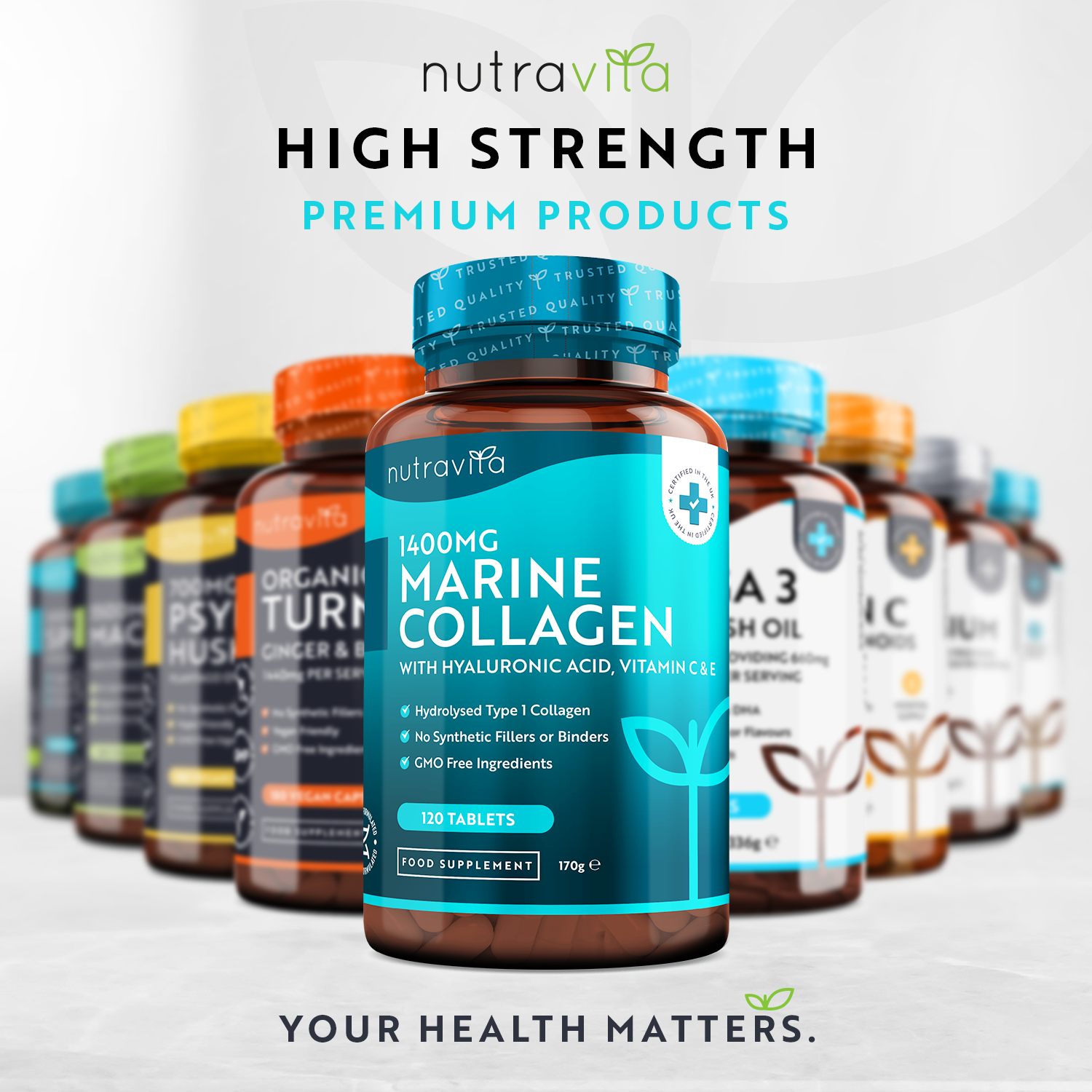 Hydrolysed Marine Collagen with Hyaluronic Acid 1400mg - For Skin ...