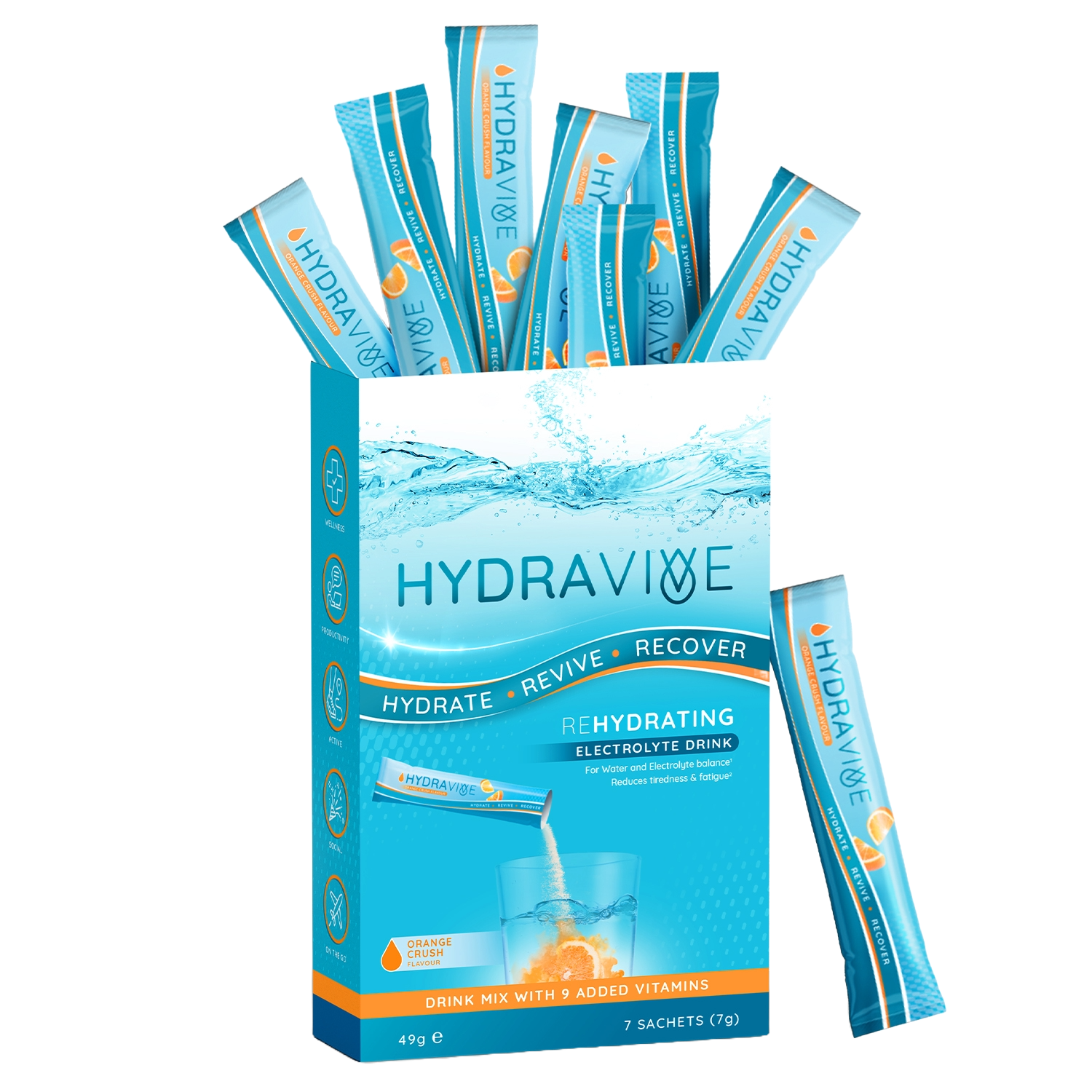 Hydravive Rapid Rehydration Electrolytes Powder - 21 Pack Orange