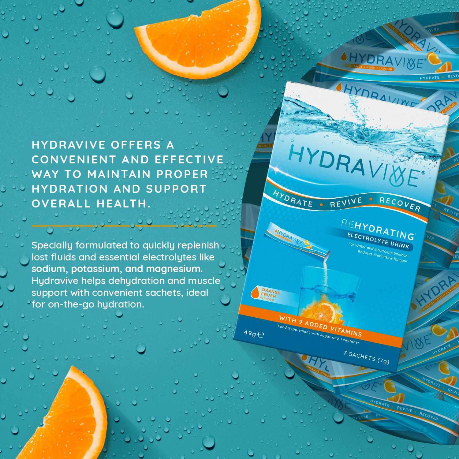 Hydravive Rapid Rehydration Electrolytes Powder - 21 Pack Orange