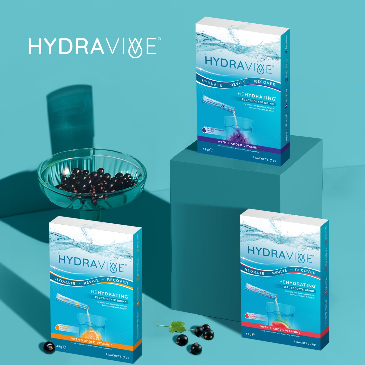 Hydravive Rapid Rehydration Electrolytes Powder - 21 Pack Blackcurrant