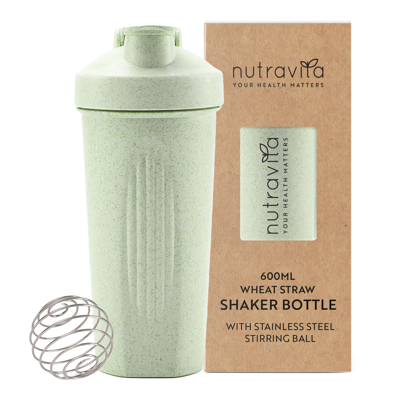 Wheat Straw Shaker Bottle 600ml - Ideal for Protein Shakes and Powder Supplements Biodegradable 50% Eco-Friendly Wheat Straw Plastic