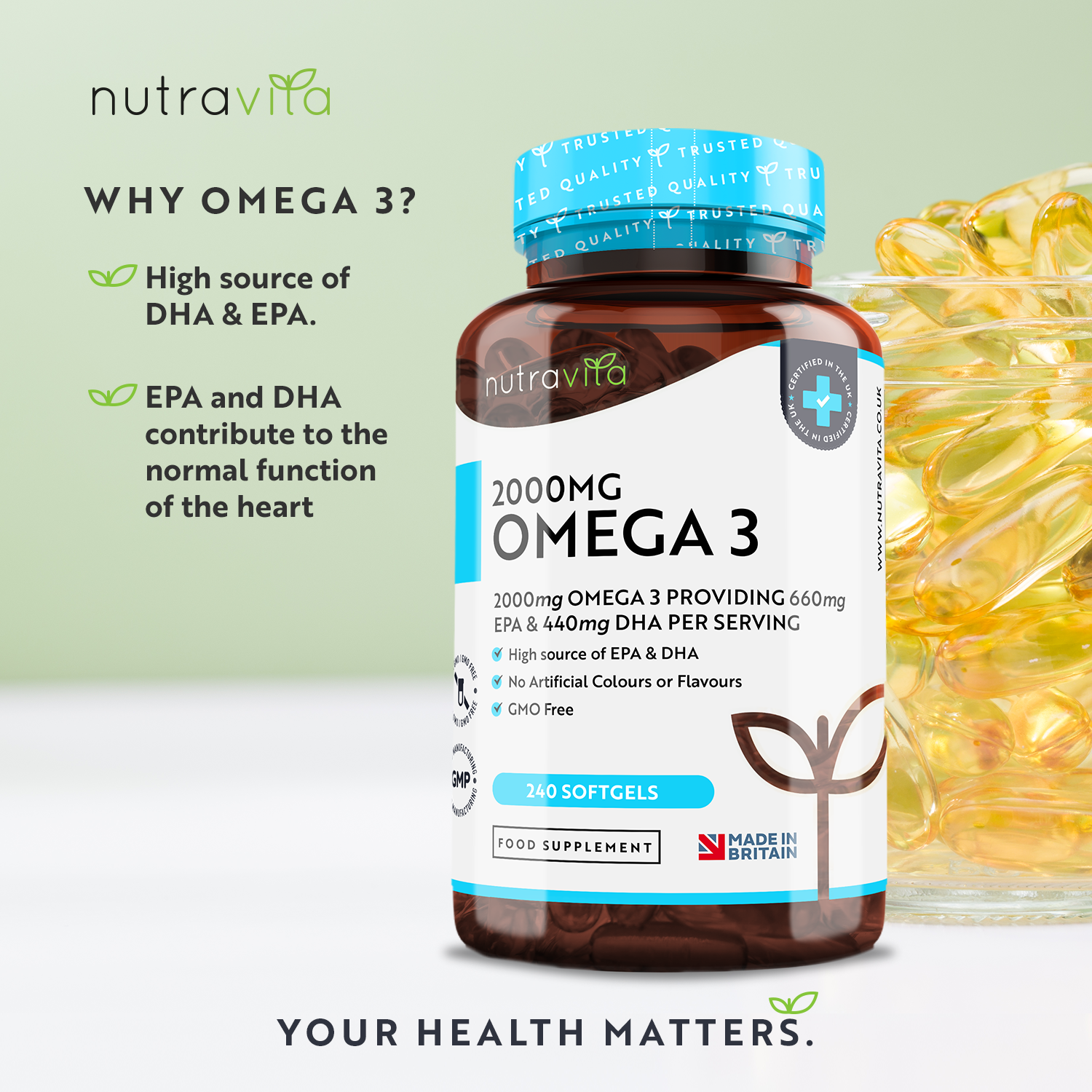 Omega 3 2000mg Pure Fish Oil 240 Softgels