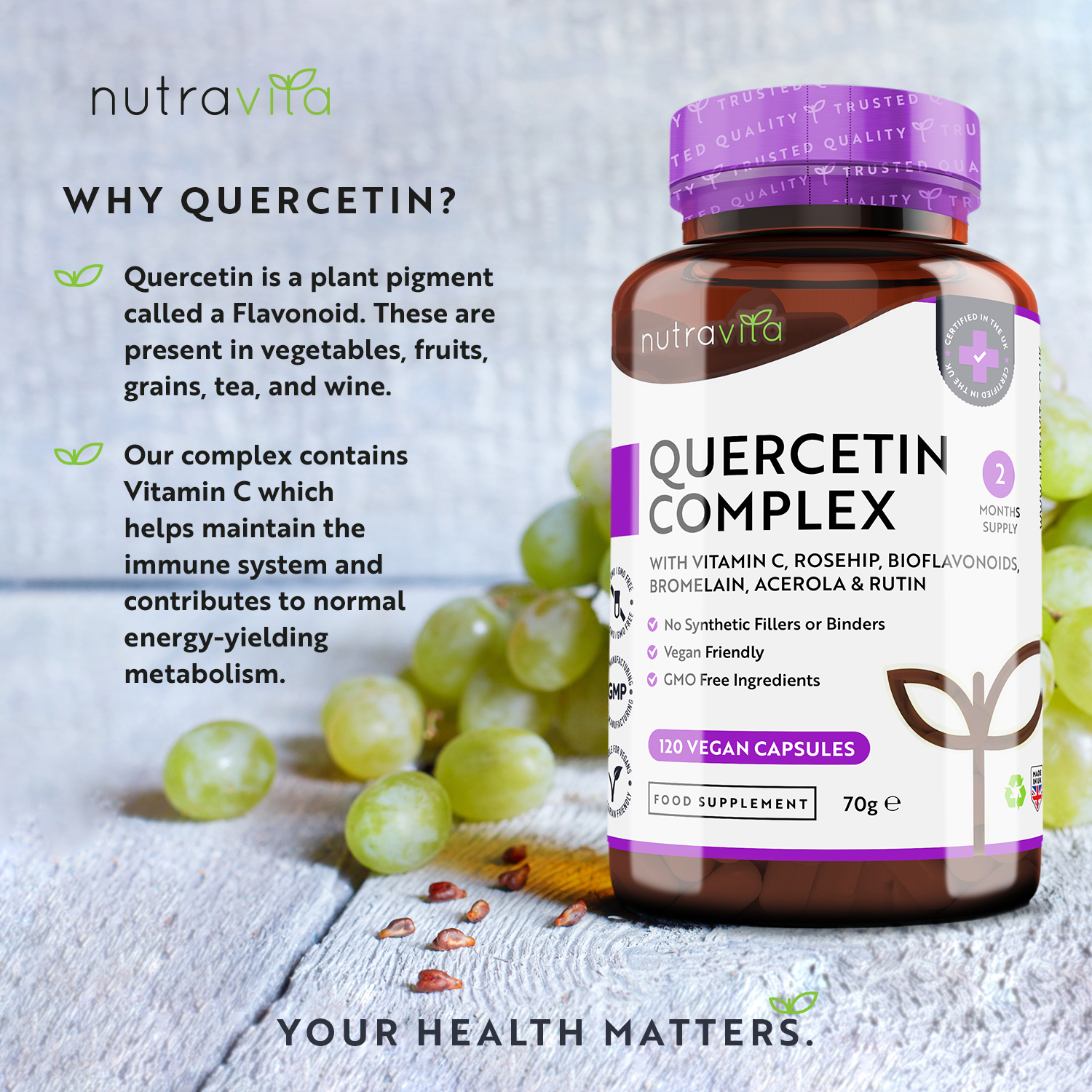 Quercetin Complex with Vitamin C 120 Vegan Capsules