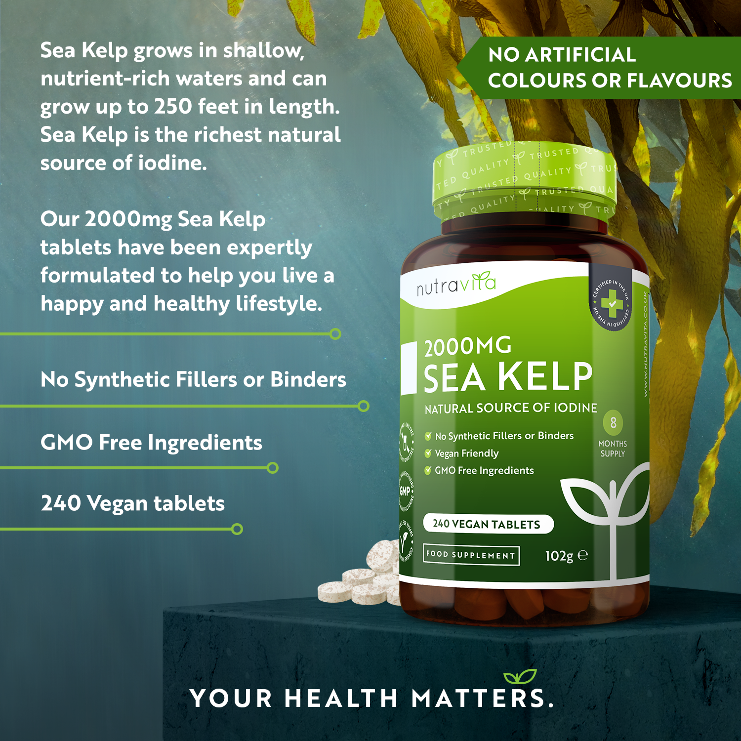 Sea Kelp 240 Vegan Tablets - 8 Months Supply