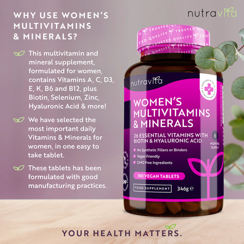 Women's Multivitamins with Biotin and Hyaluronic Acid 180 Tablets
