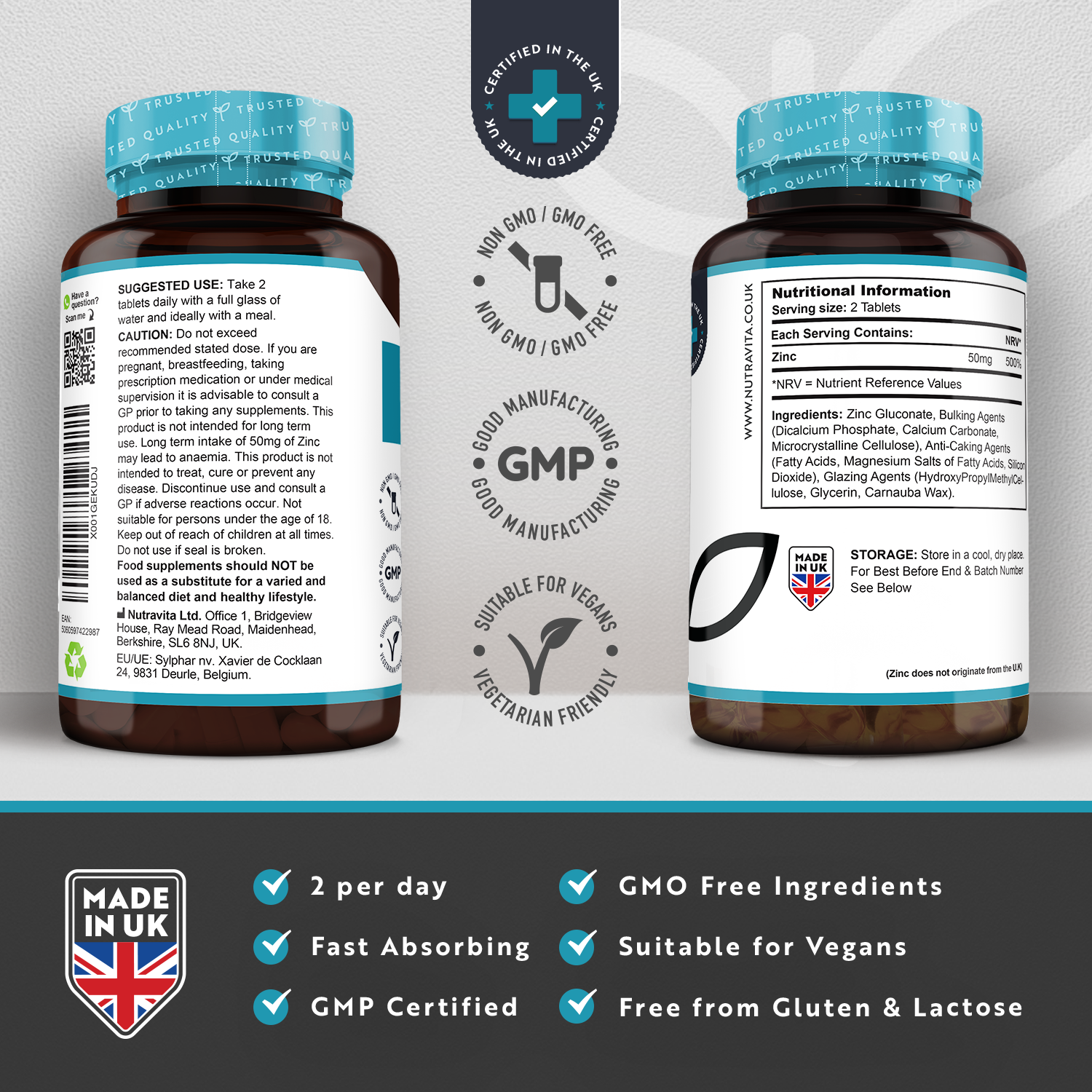 Zinc 50mg 365 Vegan Tablets