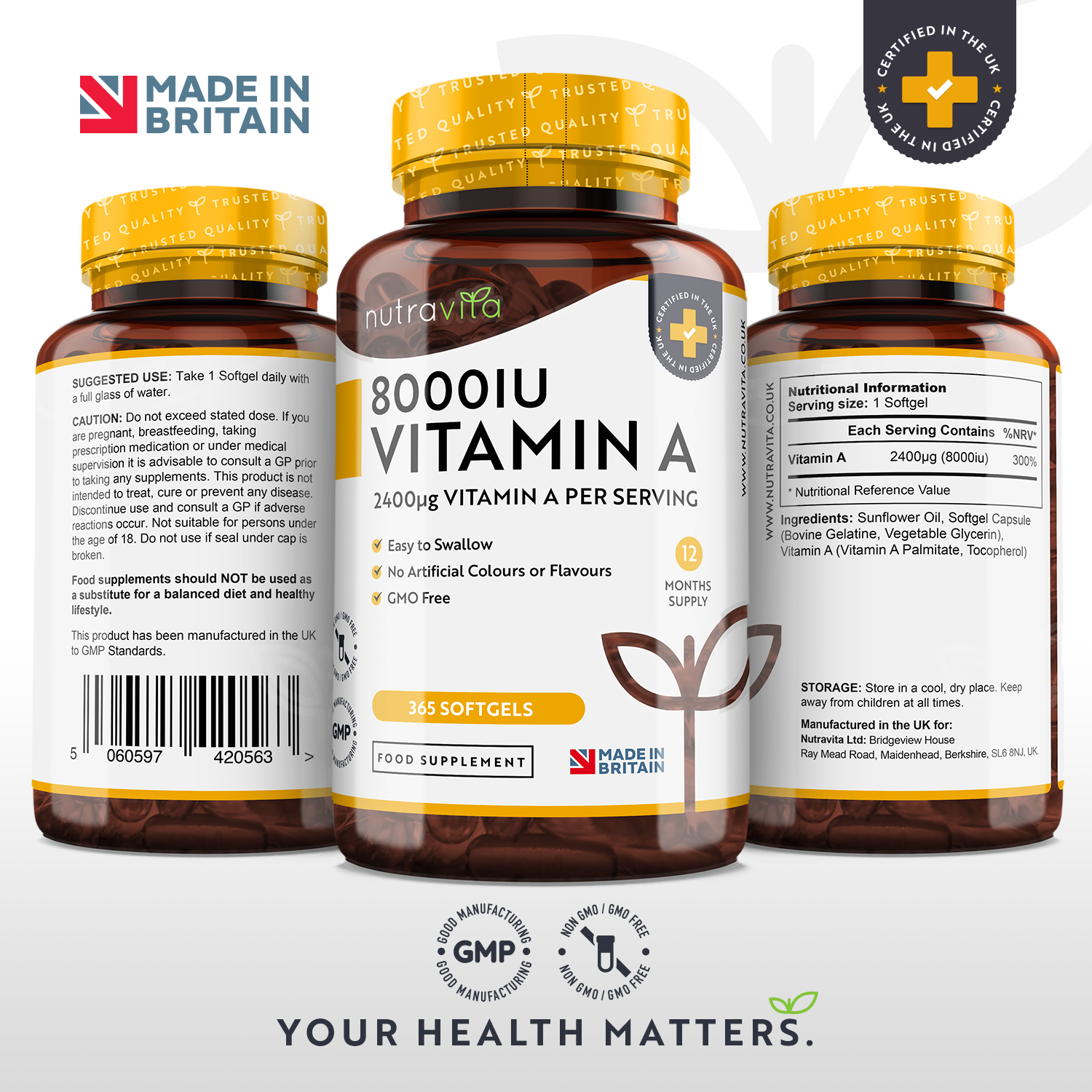 Vitamin A 8000IU 365 Softgels