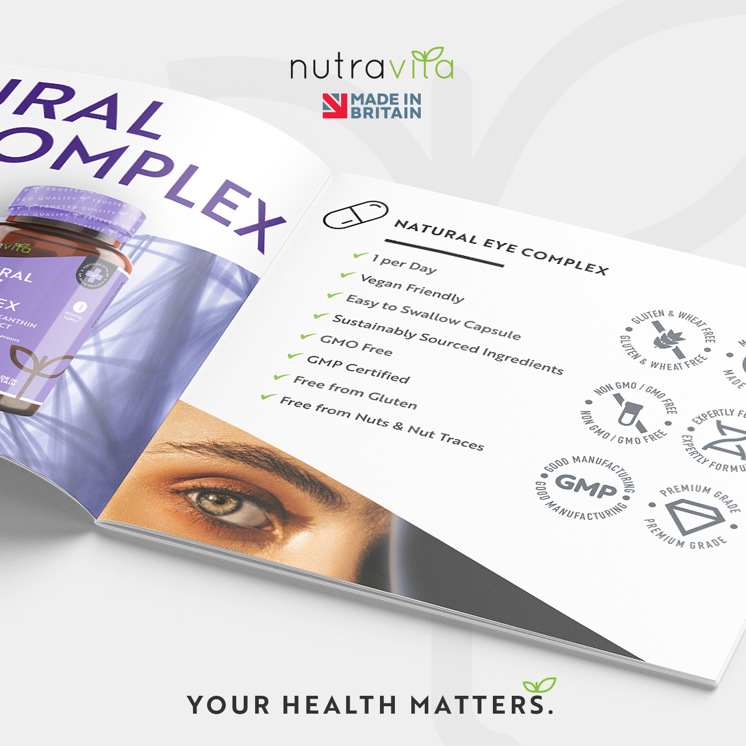 Natural Eye Complex 90 Vegan Capsules with Bilberry, Lutein & Zeaxanth ...