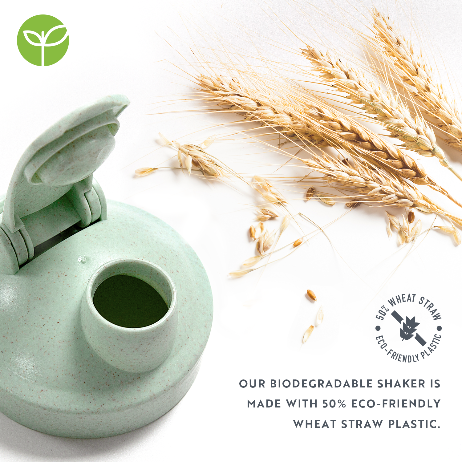 Wheat Straw Shaker Bottle 600ml - Ideal for Protein Shakes and Powder Supplements Biodegradable 50% Eco-Friendly Wheat Straw Plastic