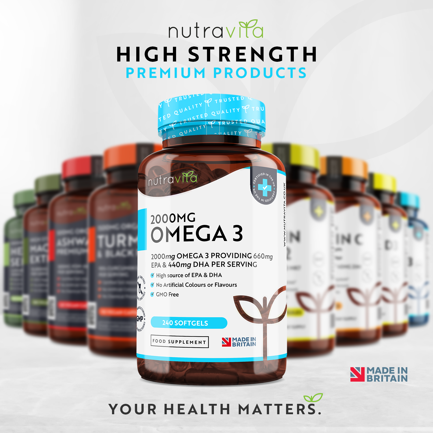 Omega 3 2000mg Pure Fish Oil 240 Softgels