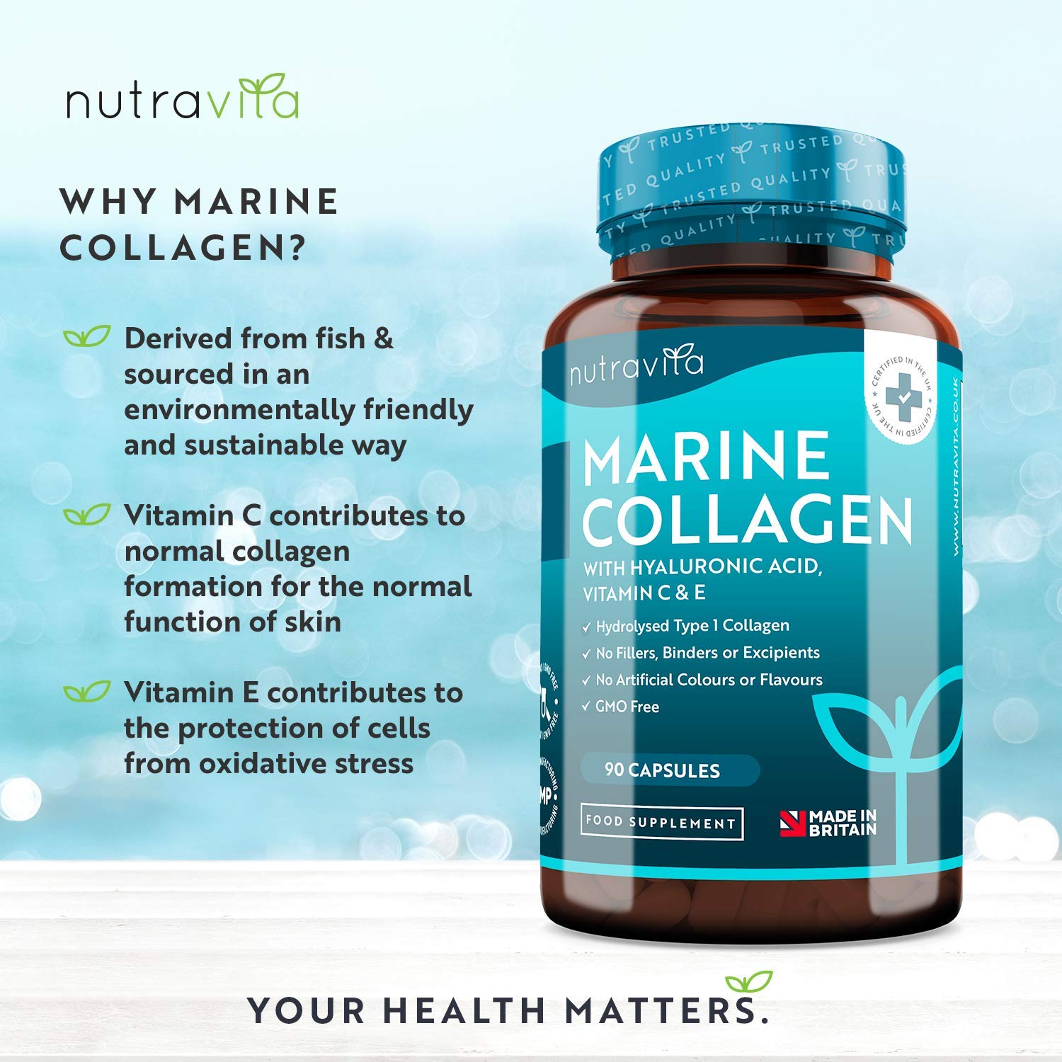 Hydrolysed Marine Collagen with Hyaluronic Acid 1000mg