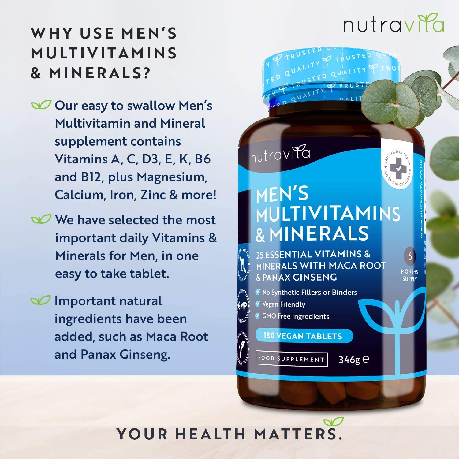 Men's Multivitamins and Minerals 180 Vegan Tablets