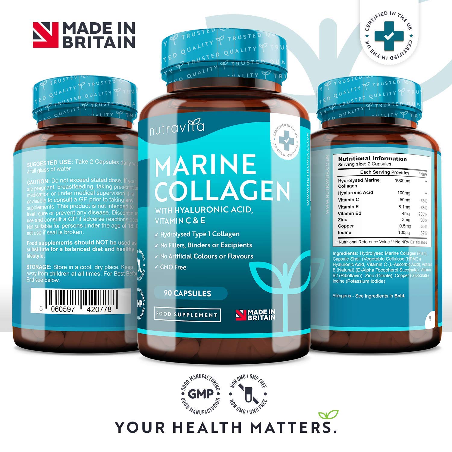 Hydrolysed Marine Collagen with Hyaluronic Acid 1000mg
