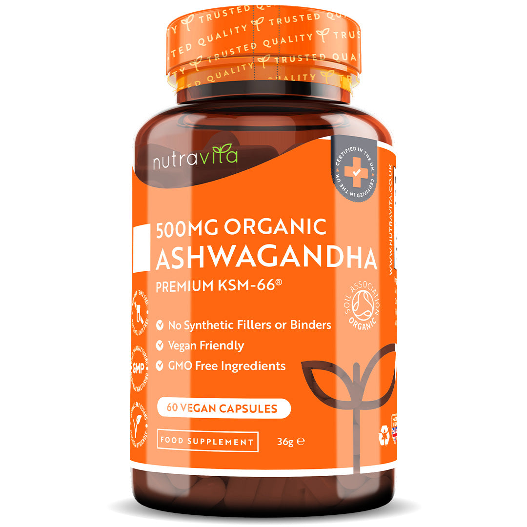 Organic Ashwagandha KSM 66 500mg 60 Vegan Capsules