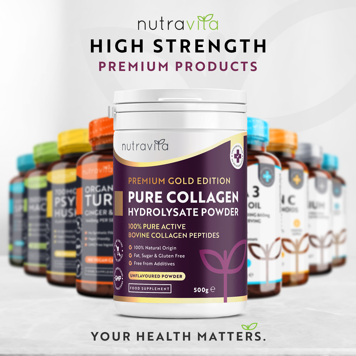 Premium Gold Standard Bovine Collagen Powder 500g