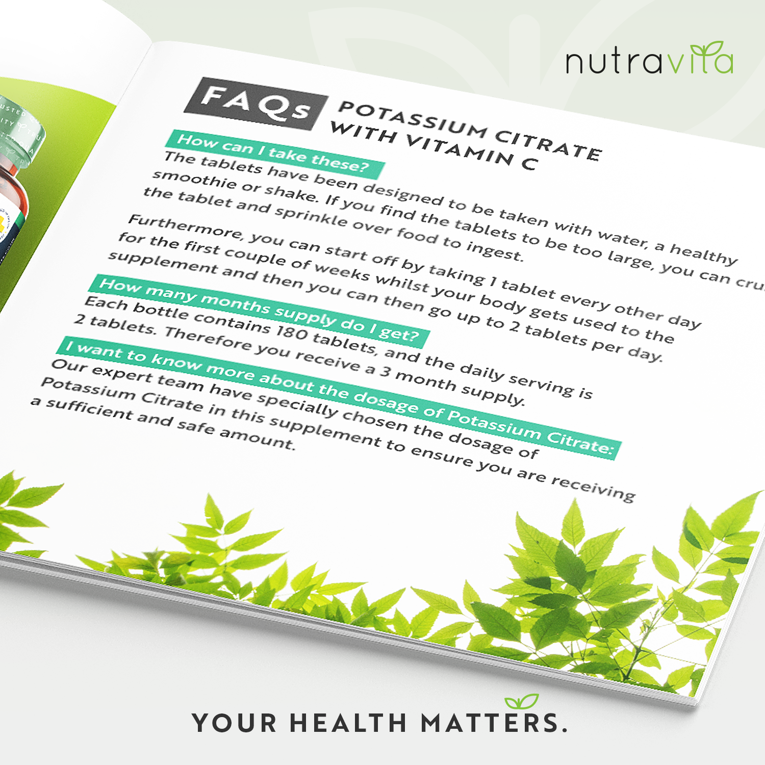 Potassium Citrate with Vitamin C - 180 Vegan Tablets