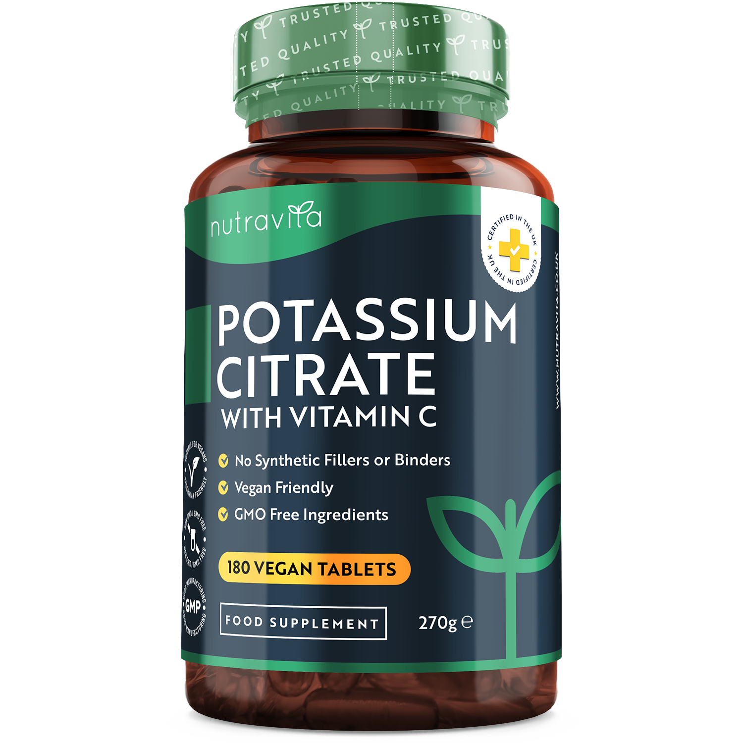 Potassium Citrate with Vitamin C - 180 Vegan Tablets