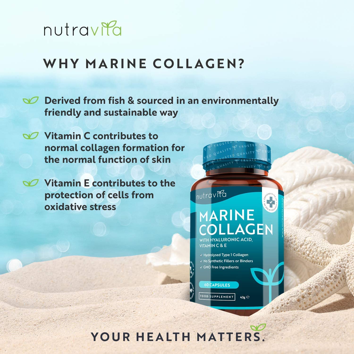 Marine Collagen 1000mg Capsules - 1 Month Supply