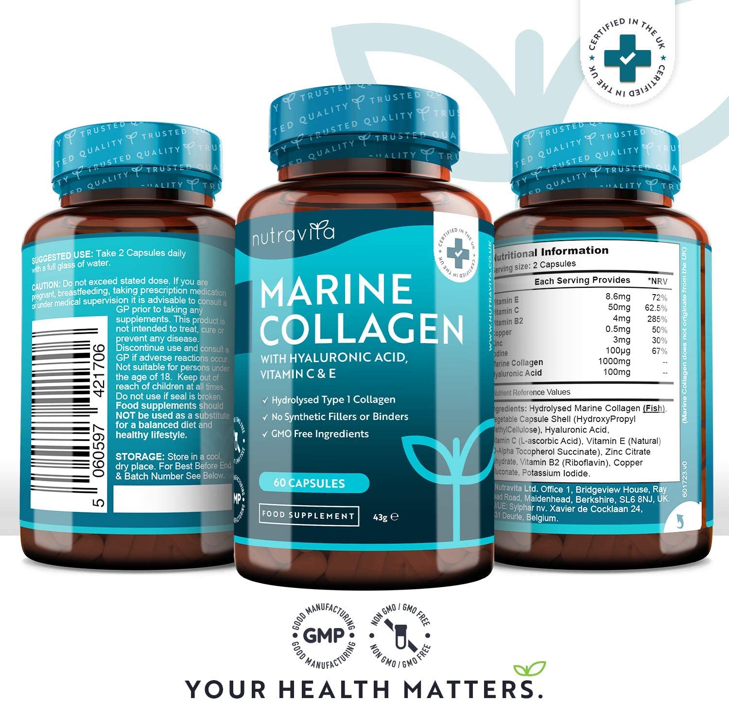 Marine Collagen 1000mg Capsules - 1 Month Supply