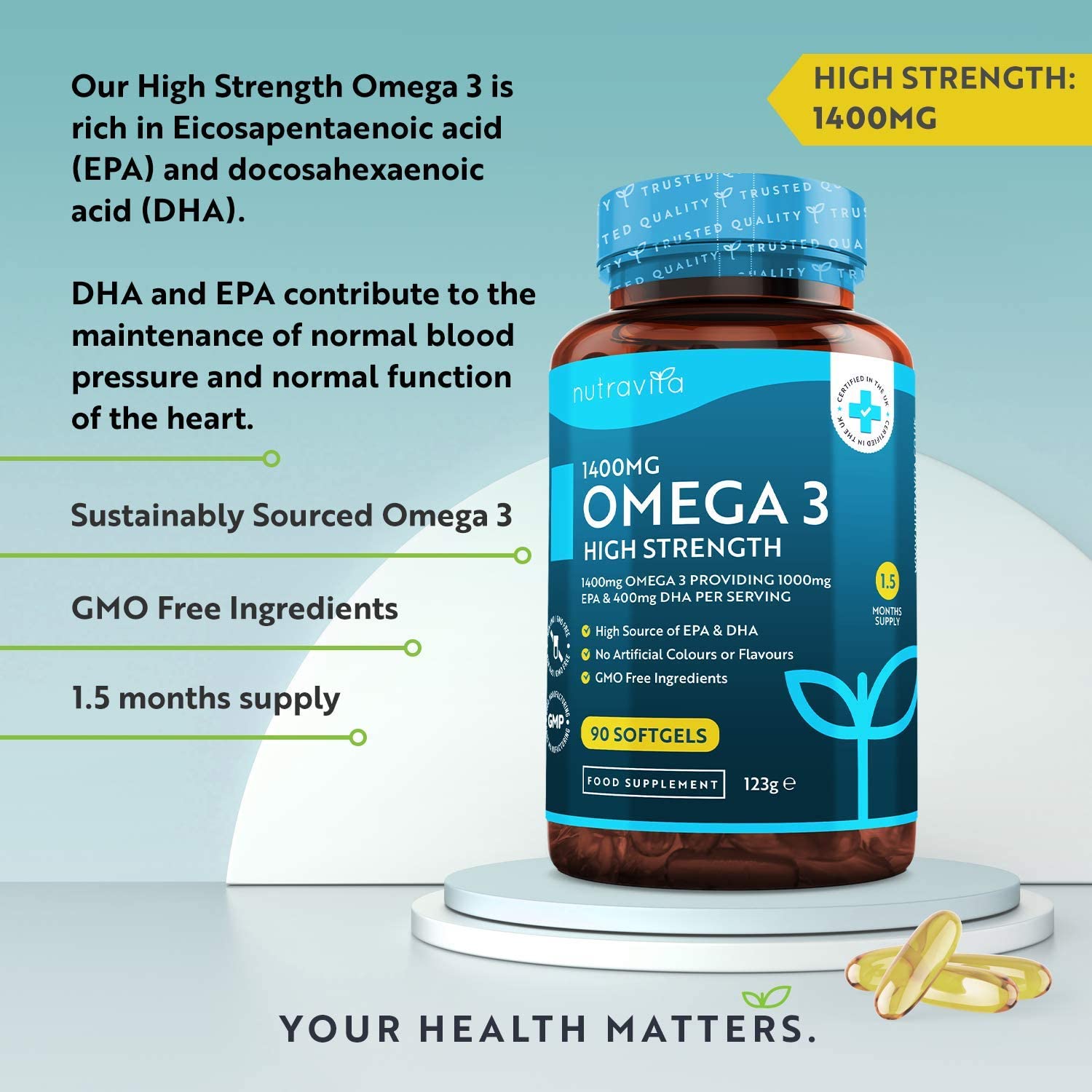 Omega 3 High Strength 1400mg 90 Softgels