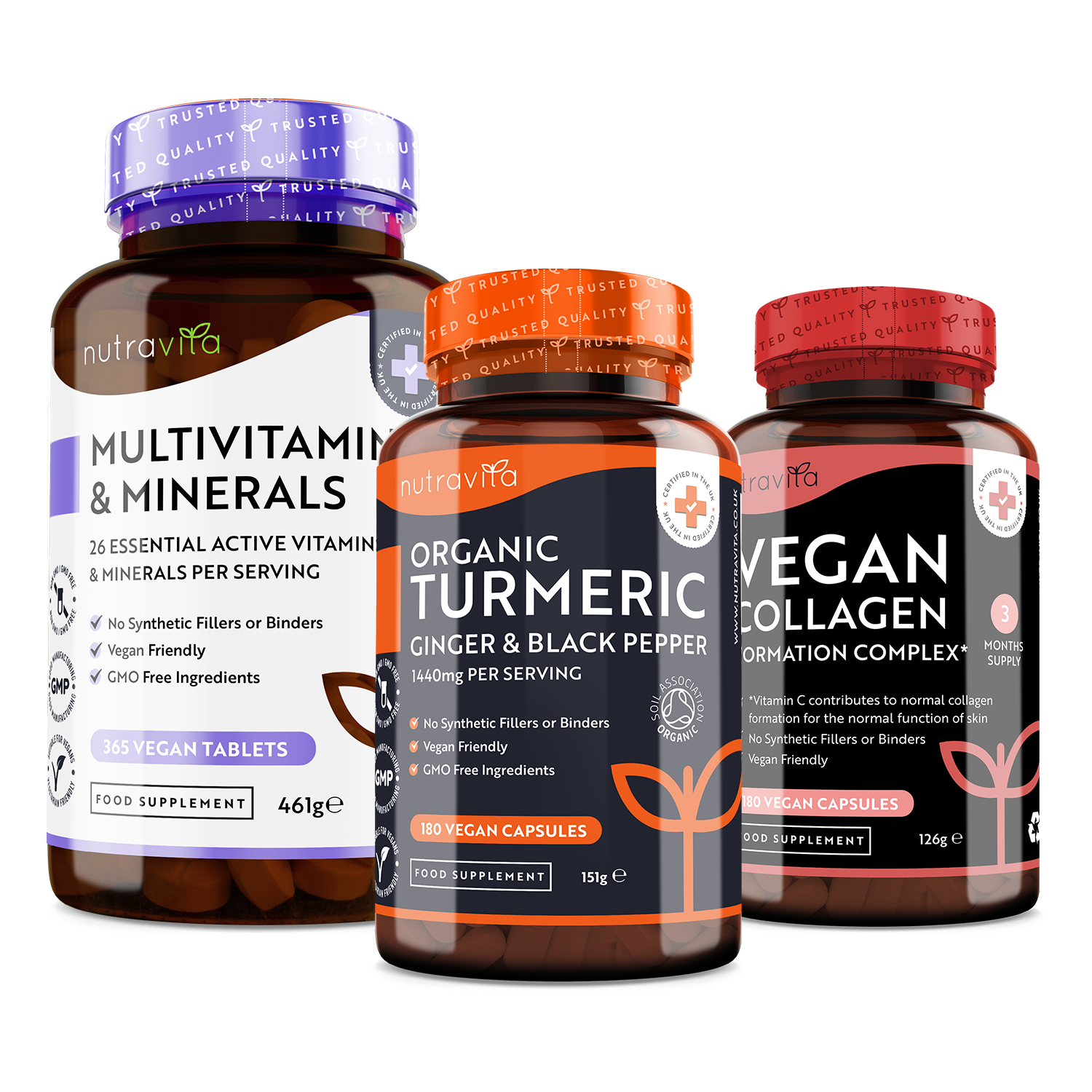 Vegan Vitamins Bundle Multivitamins, Minerals & More Nutravita
