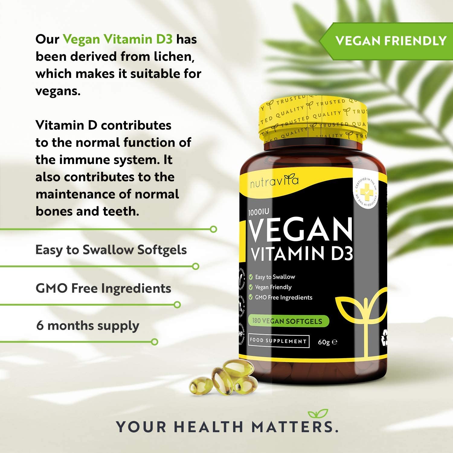 Vegan Vitamin D3 1000iu (25ug) 180 Softgels