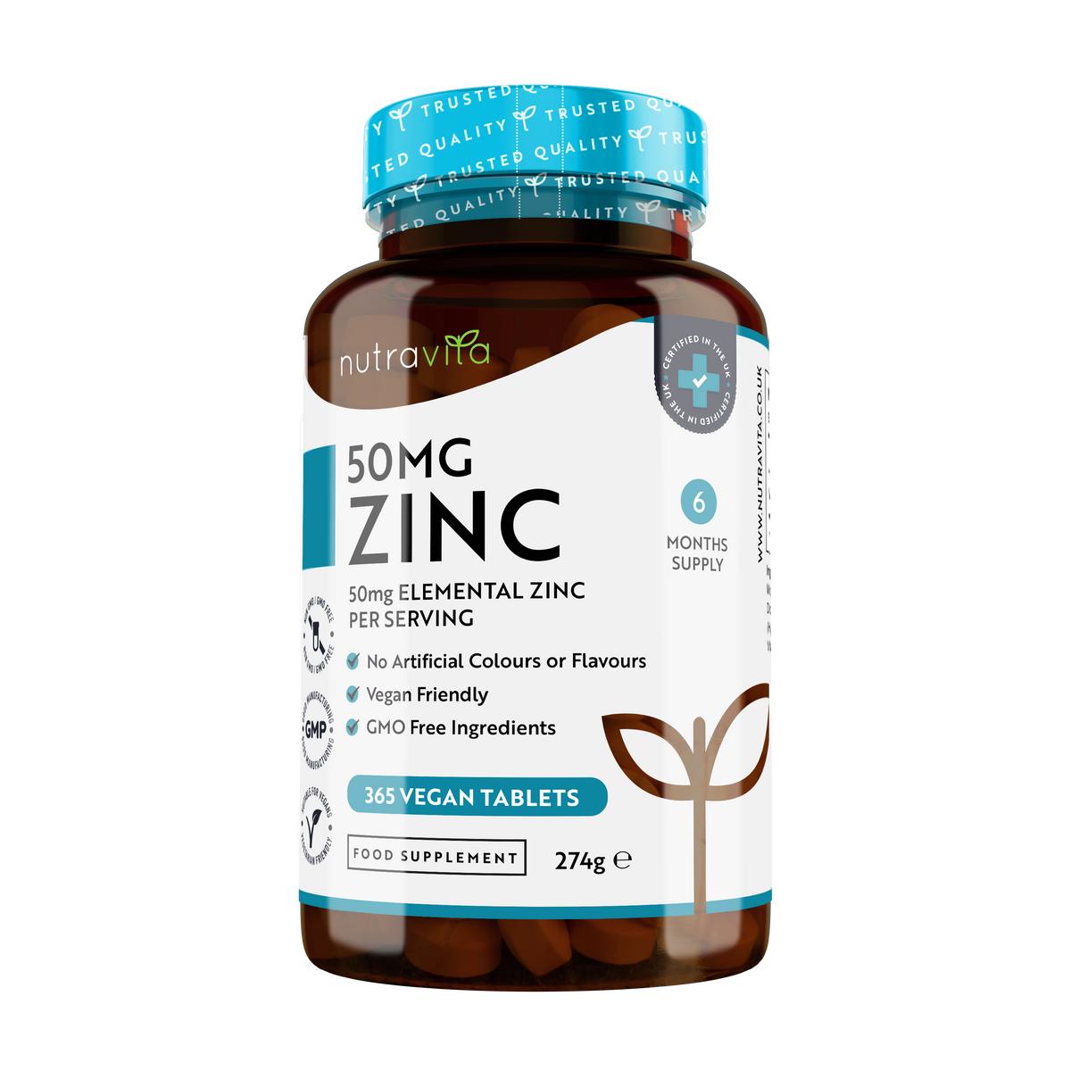 Zinc 50mg 365 Vegan Tablets — Nutravita United Kingdom